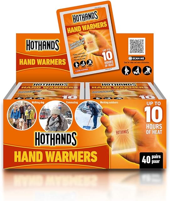 HotHands Hand Warmers - 40 pairs - 10 hours of heat - Air activated - Ready to use, 8368342