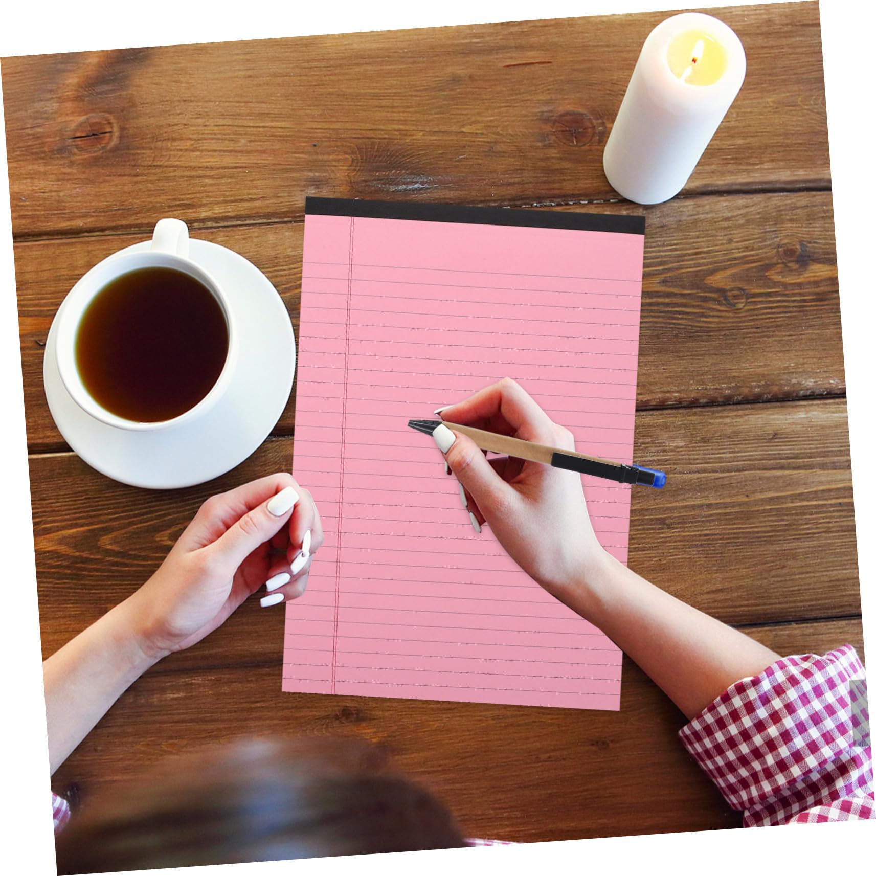 ABOOFAN 4 Pièces Bloc-notes Rose Déchirable Cahier à Lignes Horizontal Réutilisable pour Bureau École Réunions Notes Organisées