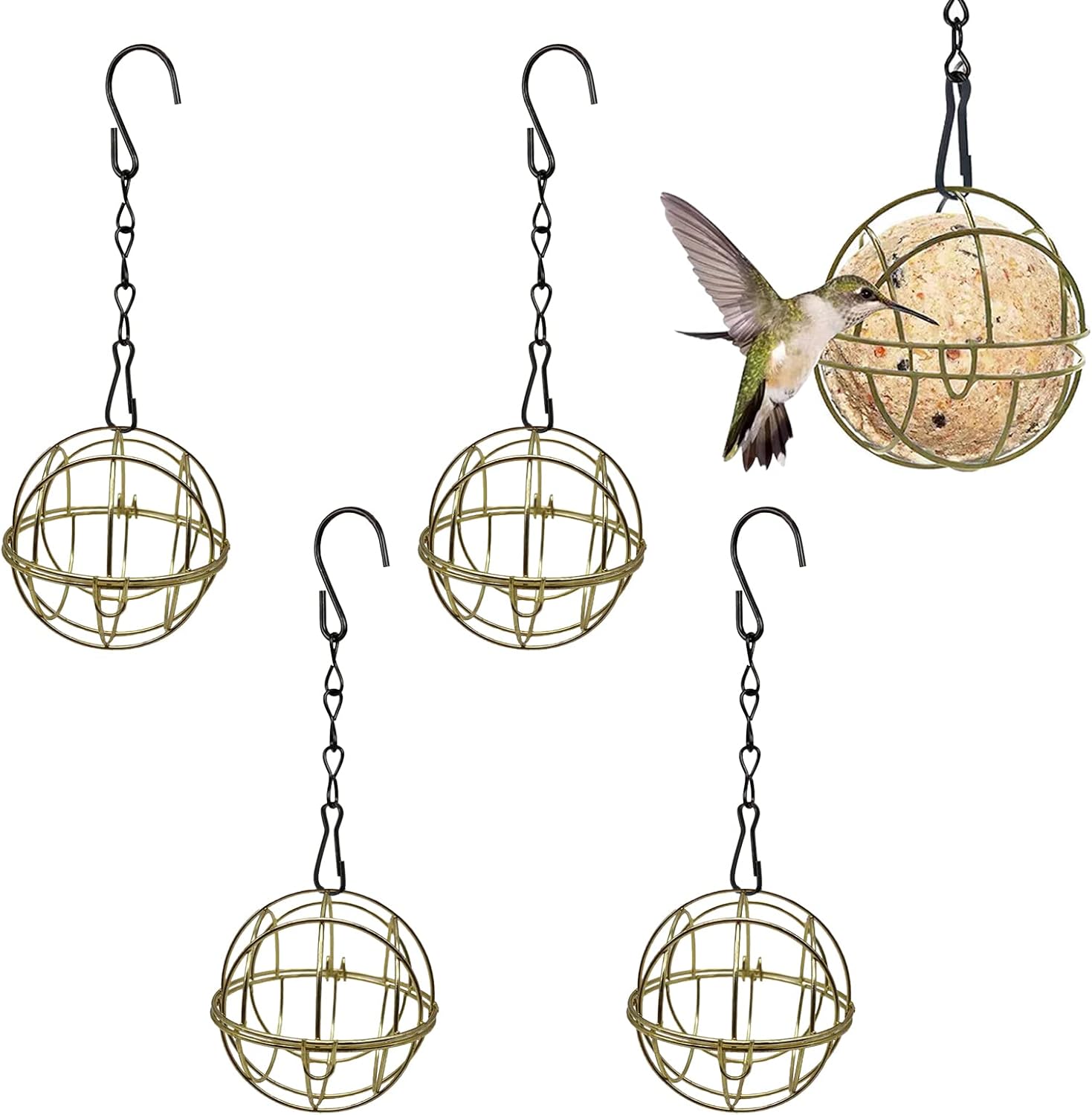Metal Fat Ball Holder for Bird Food, Hanging Feeder, with