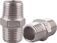 Vista 20 de Pezón hexagonal macho de 1/8 pulgadas NPT – Acero inoxidable 304 roscado para kit de preparación, aplicación de tubería casera (paquete de 5)