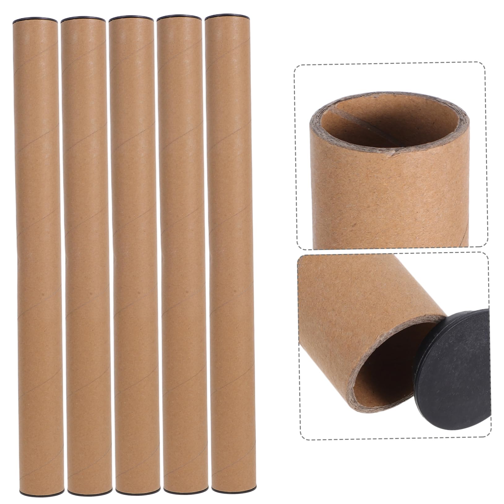 Cabilock 10 pièces Tubes Carton Kraft avec Bouchons Noirs Protection et Stockage pour Affiches Dessins et Œuvres Rangement Compact pour Expédition et Conservation