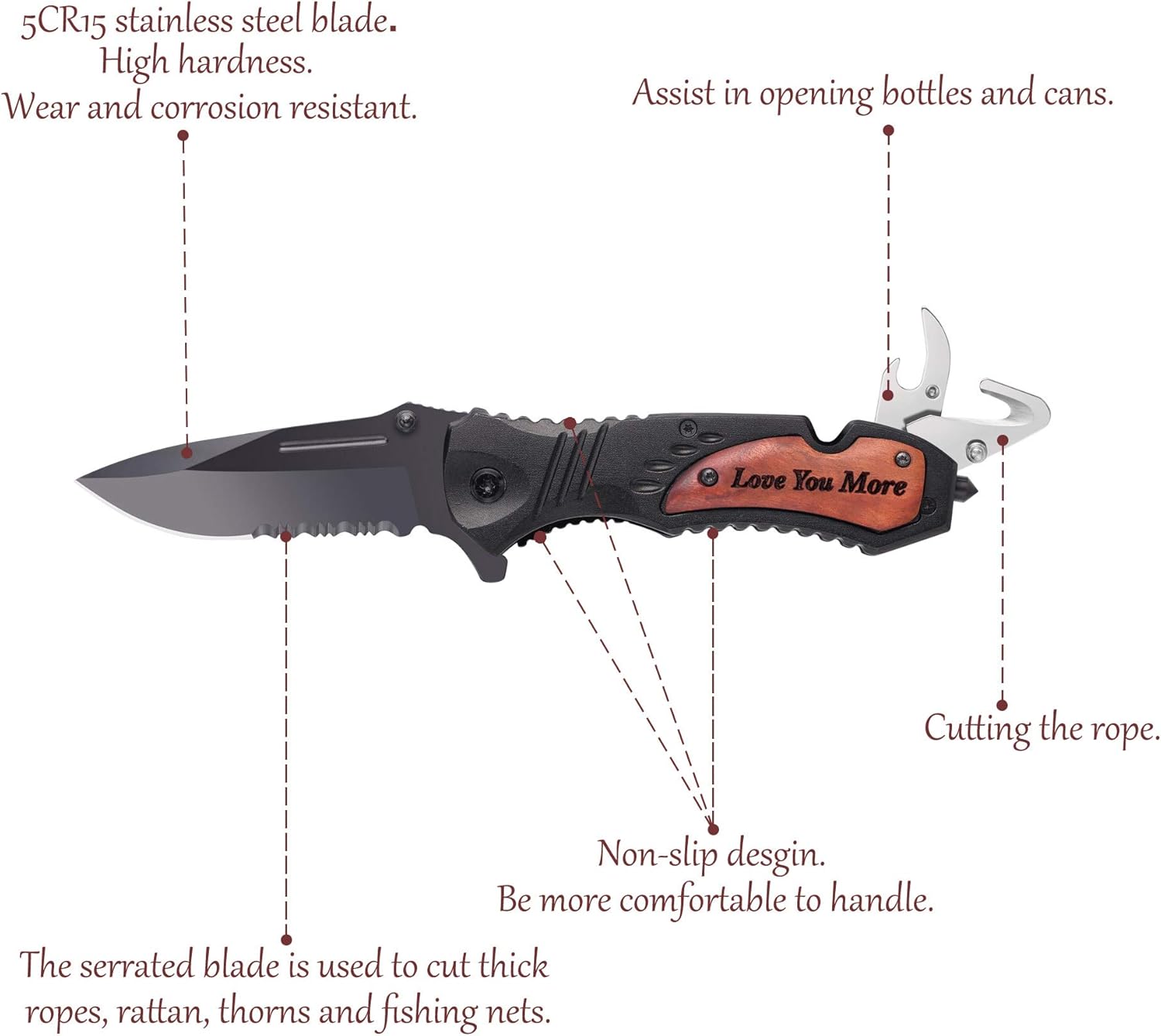 Fodiyaer Engraved Pocket Knife-Anniversary Knife for Men Husband Boyfriend, Perfect Personalized Graduation idea for Him-Perfect for Christmas, Fathers Day, Birthday - Image 3