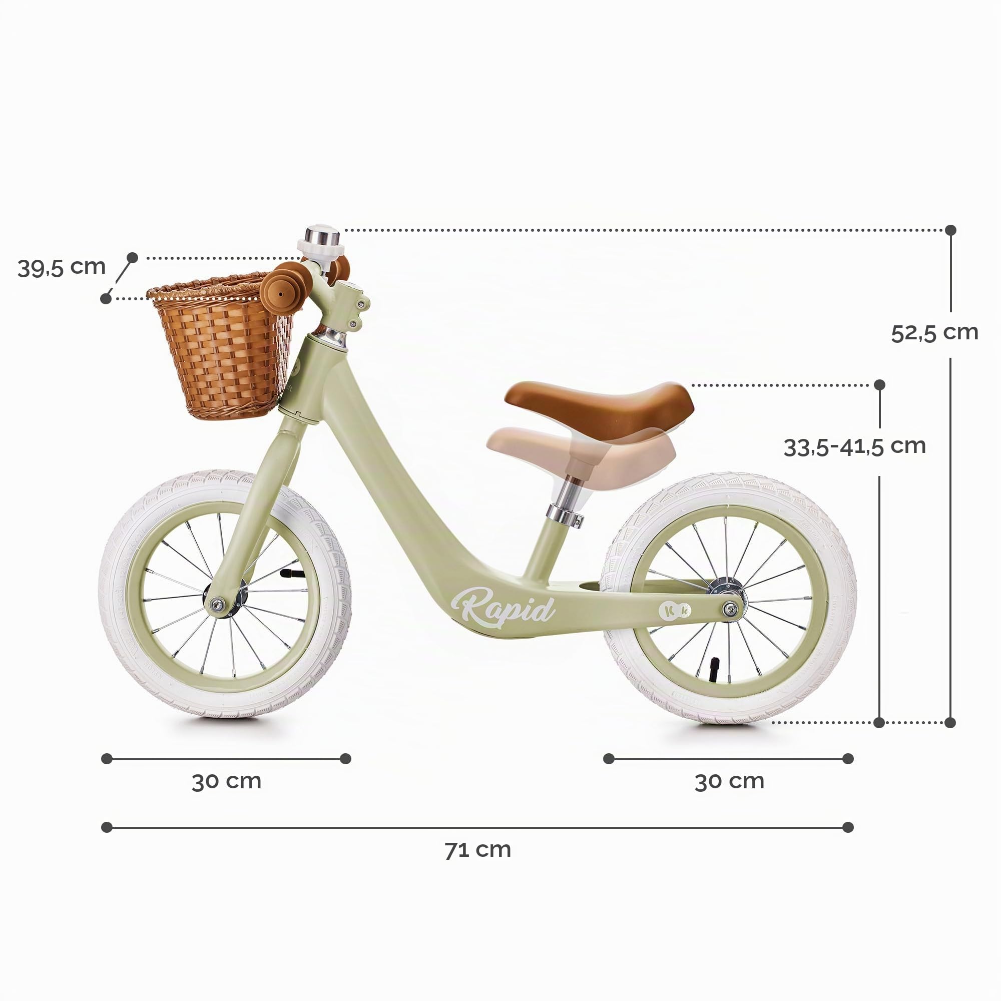 Kinderkraft RAPID Draisienne en Métal, Vélo sans Pédale, Velo Bebe, Siège Réglable, Style Rétro, Pour les enfants de 3 ans à 35 kg, Vert