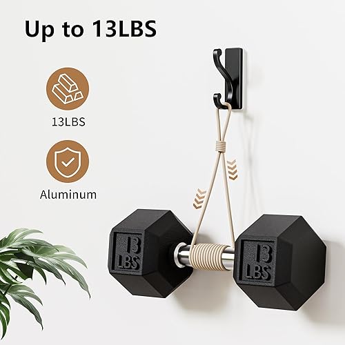 Miniatura 3 de Ganchos de pared negros para abrigos, paquete de 4 ganchos autoadhesivos para ropa, toallas, llaves, ganchos resistentes para puerta, cocina, baño,