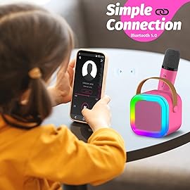 OUTUVAS Kids Karaoke Microphone Machine Toy, 4-12 Years Old Girls Christmas Birthday Gift for Girls, Karaoke Toys Gifts for Girls Ages 4, 5, 6, 7, 8, 9, 10, 12 +Year Old Birthday Party. (Red-01)