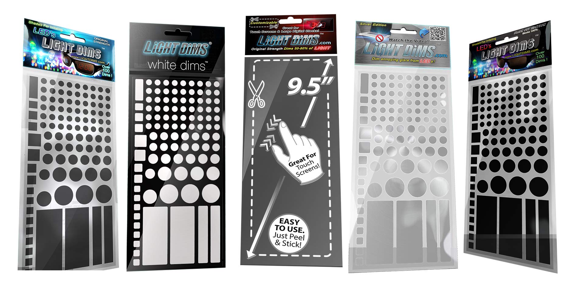 LightDims Variety Pack Get 5 of Our 6 Products in Full Retail Packaging, Light Dimming Sheets