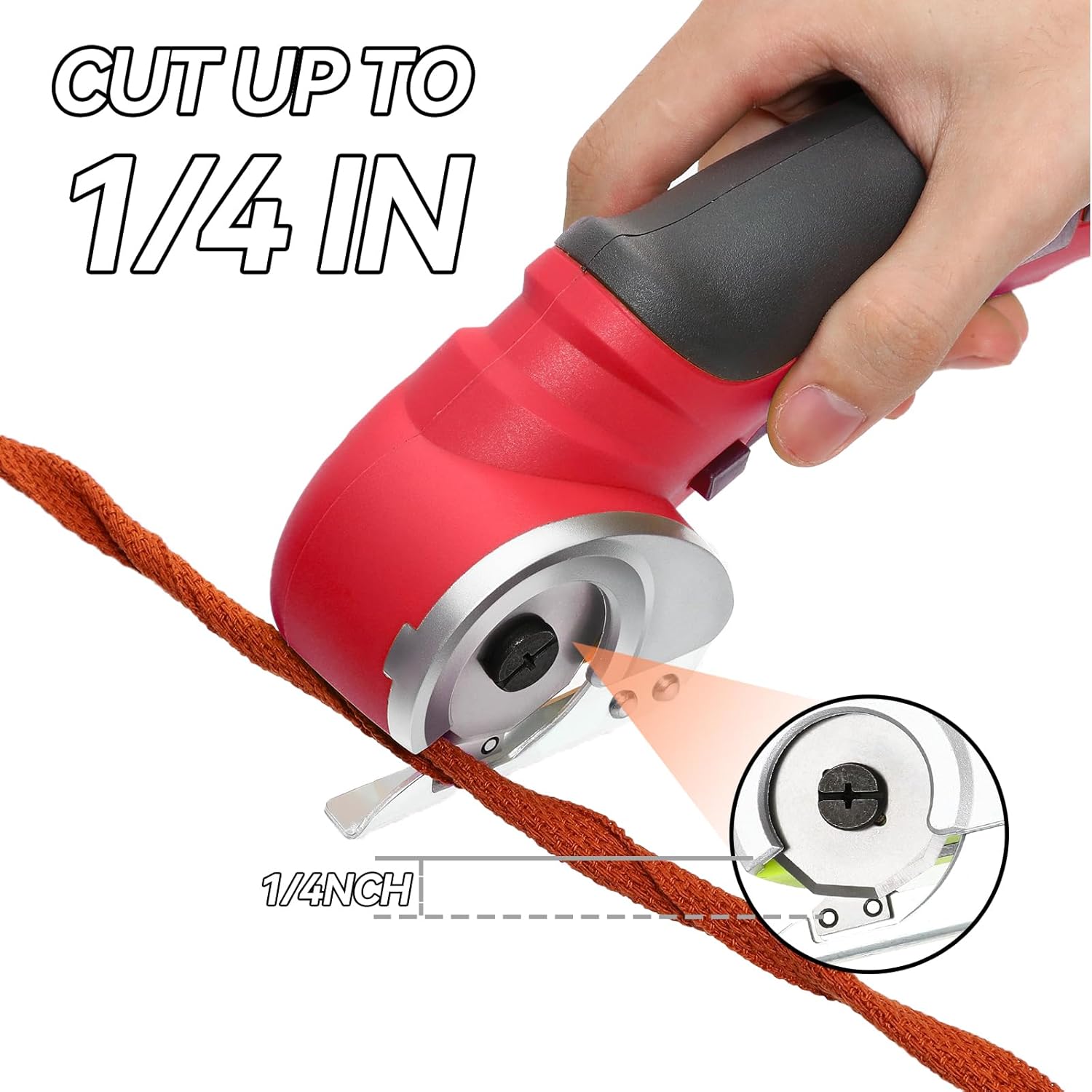 Cordless Electric Scissors, 4.2V Cardboard Cutter Tool for Cardboard Carpet Leather Packages Plastic with Rechargeable Battery Red