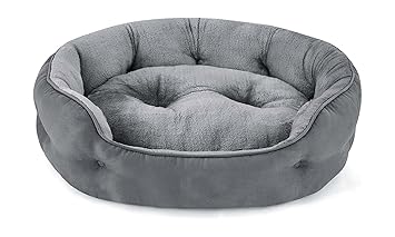 DORMIDO Oval Dog Bed & Cat Bed Grey Colour Machine Washable (Reversible, for Small Breeds & Puppies)-XL(Size-76x61x22 CM's)