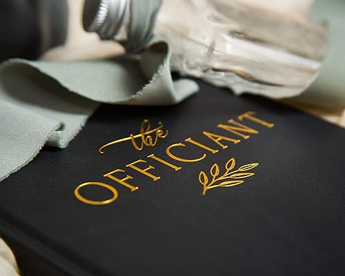 Vista 35 de MUUJEE Wedding Officiant Book - Black Gold Embossed Hardcover Journal Notebook Pastor Sermon Notes Officiant Gift - Wedding Gift Ideas (Design 1)