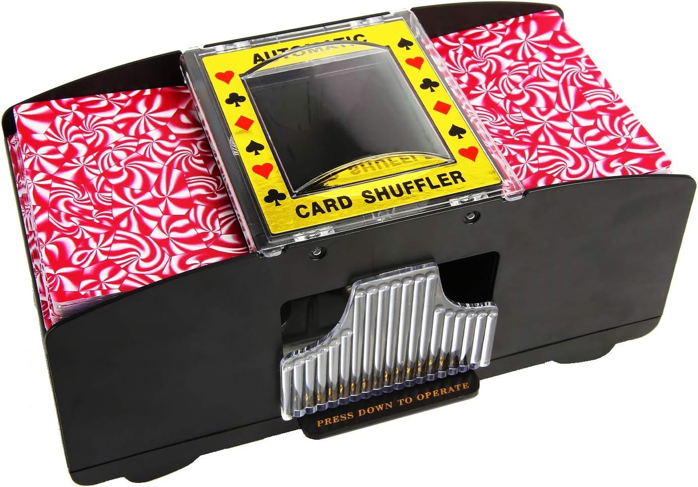 Soaoun Automatic Card Shuffler, Electronic 2/4/6 Decks Card Shuffler Automatic Battery Operated Machine with Push Button (2-Deck)