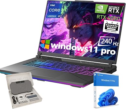 ASUS ROG Strix G16 Gaming Laptop, GeForce RTX 4060 8GB GDDR6, 16" QHD 240Hz Display, Intel 24-Core i9-14900HX, Backlit KB, External DVD Drive, Windows 11 Pro, Wi-Fi 6E, 64GB DDR5 RAM, 4TB SSD