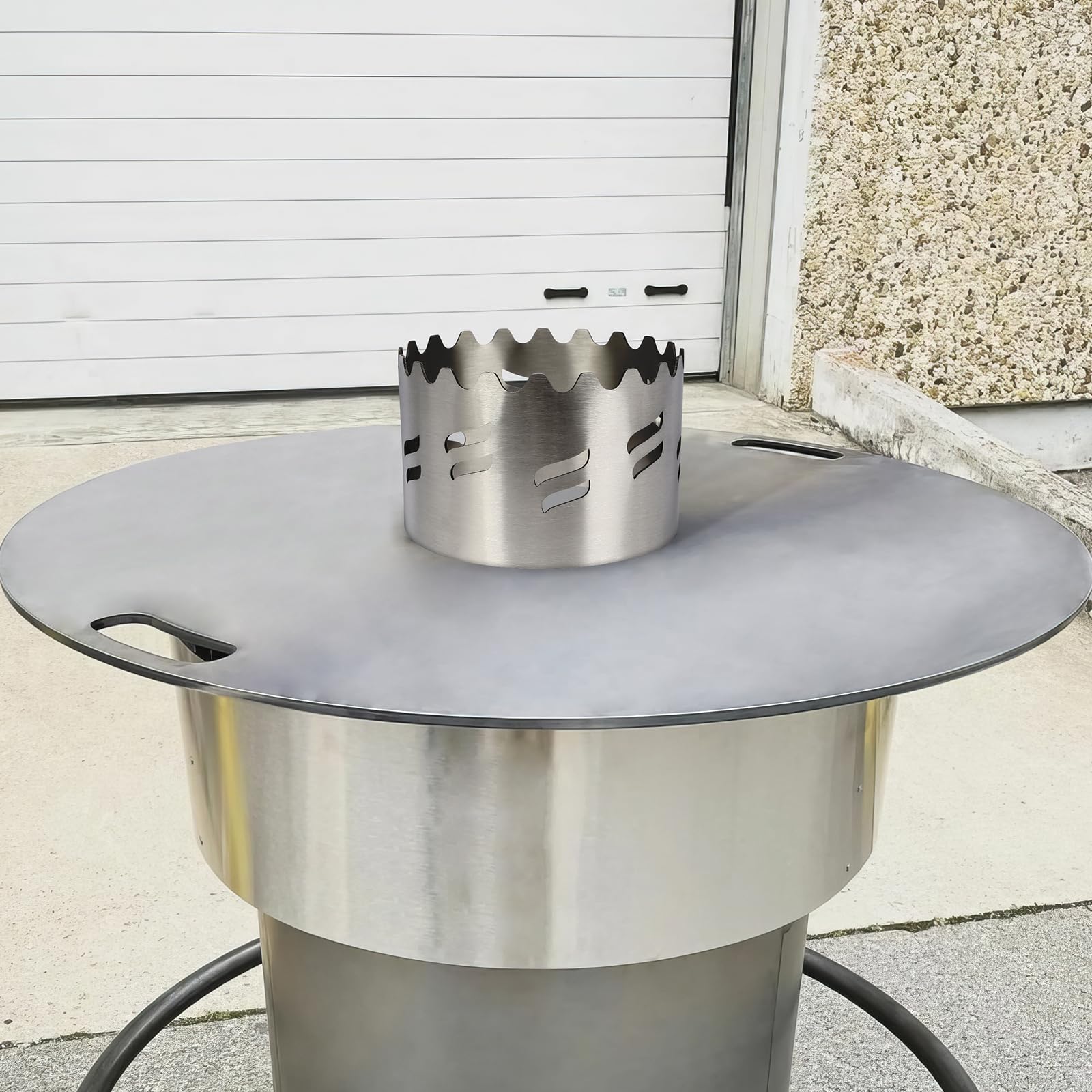 GFTIME Set di acquisto in acciaio inox per tutti i fuochi, piastra grill, plancha con apertura circolare Ø 20 cm