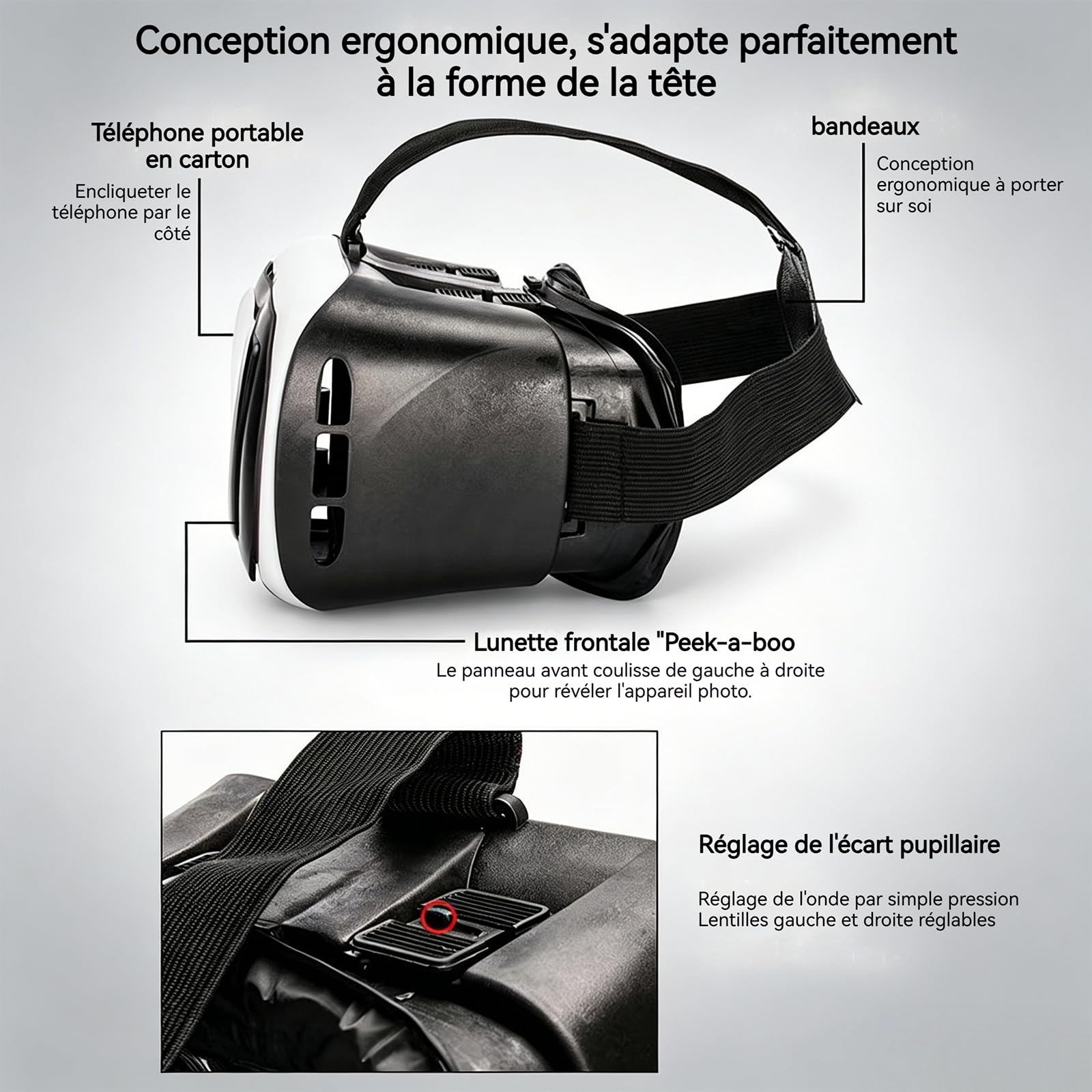 Casque de réalité virtuelle Intelligent Jeux Ordinateur détente VR Box 2.0 Version VR Virtual Lunettes 3D + Bluetooth Télécommande