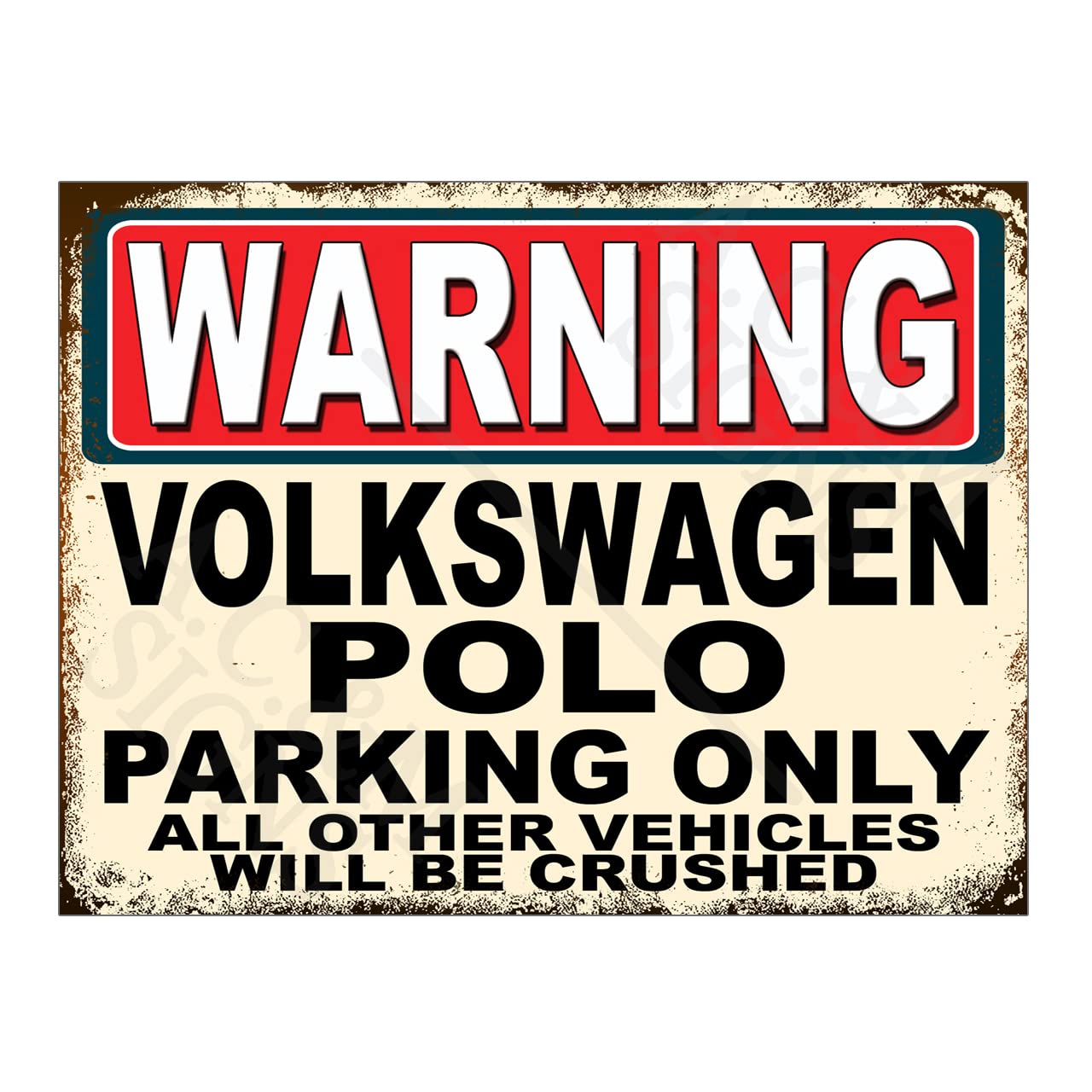 Metal Tin Sign Plaque Warning Volkswagen Polo Parking Only Man Cave Garage Shed Home Bar Funny Print Poster Signs Ref14286 (10x8 inches (Approx) 25cmx20cm)