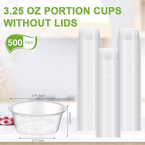 Miniatura 2 de Gerrii 500 vasos desechables de plástico para porciones, sin tapa, tazas de condimentos, tazas de salsa pequeñas, recipientes de plástico