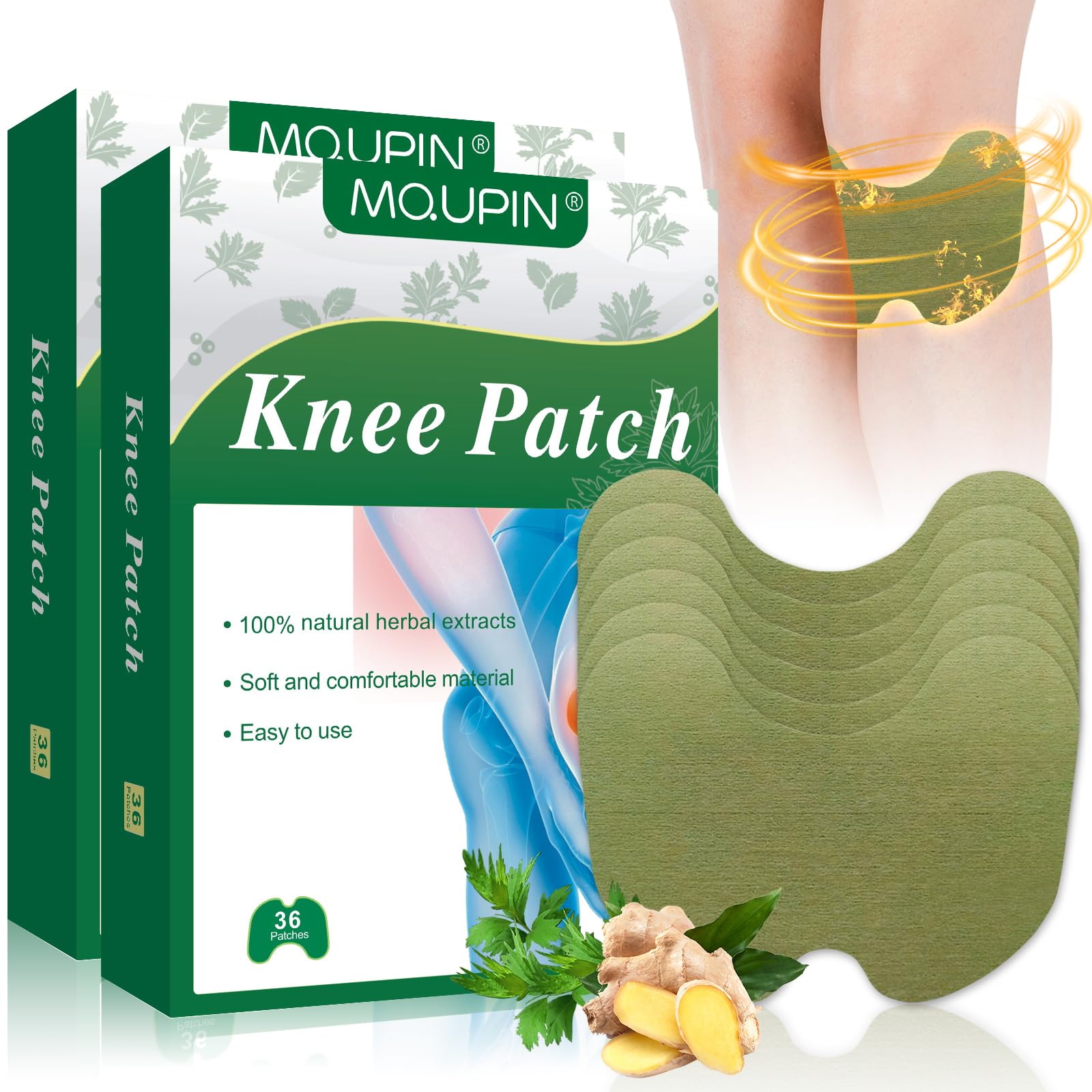 Photo 1 of 72PCS Knee Patches, Wormwood & Ginger Extract Sticker Heat Patches, 8 Hours Warming Herbal Patches for Knee, Back, Neck & Shoulder