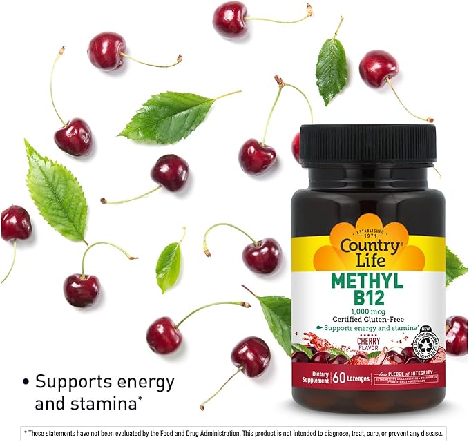 Country Life Methyl B12 1000mcg 60 Pastillas Vegano Sin Gluten miniatura 4