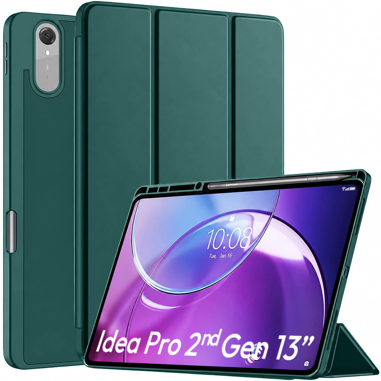 ProElite Cover for Lenovo Idea tab Pro 2nd Gen 13 inch 2026 case Cover [with Pen Holder], Soft Flexible Flip Case Cover for Idea tab Pro 2nd Gen 13 inch 2026 [Recoil Series] - Dark Green-image-14