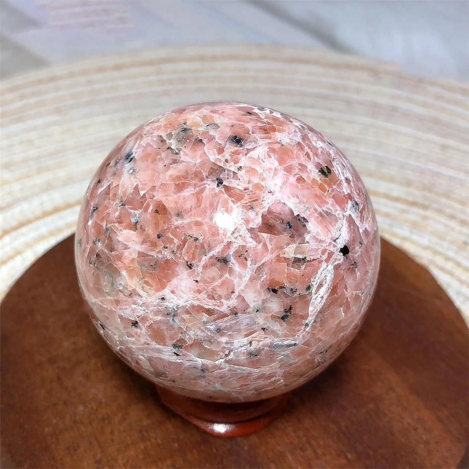 Crystal Moonstone and Green Tourmaline Ball Ornaments Home Decor Gifts Home Decor