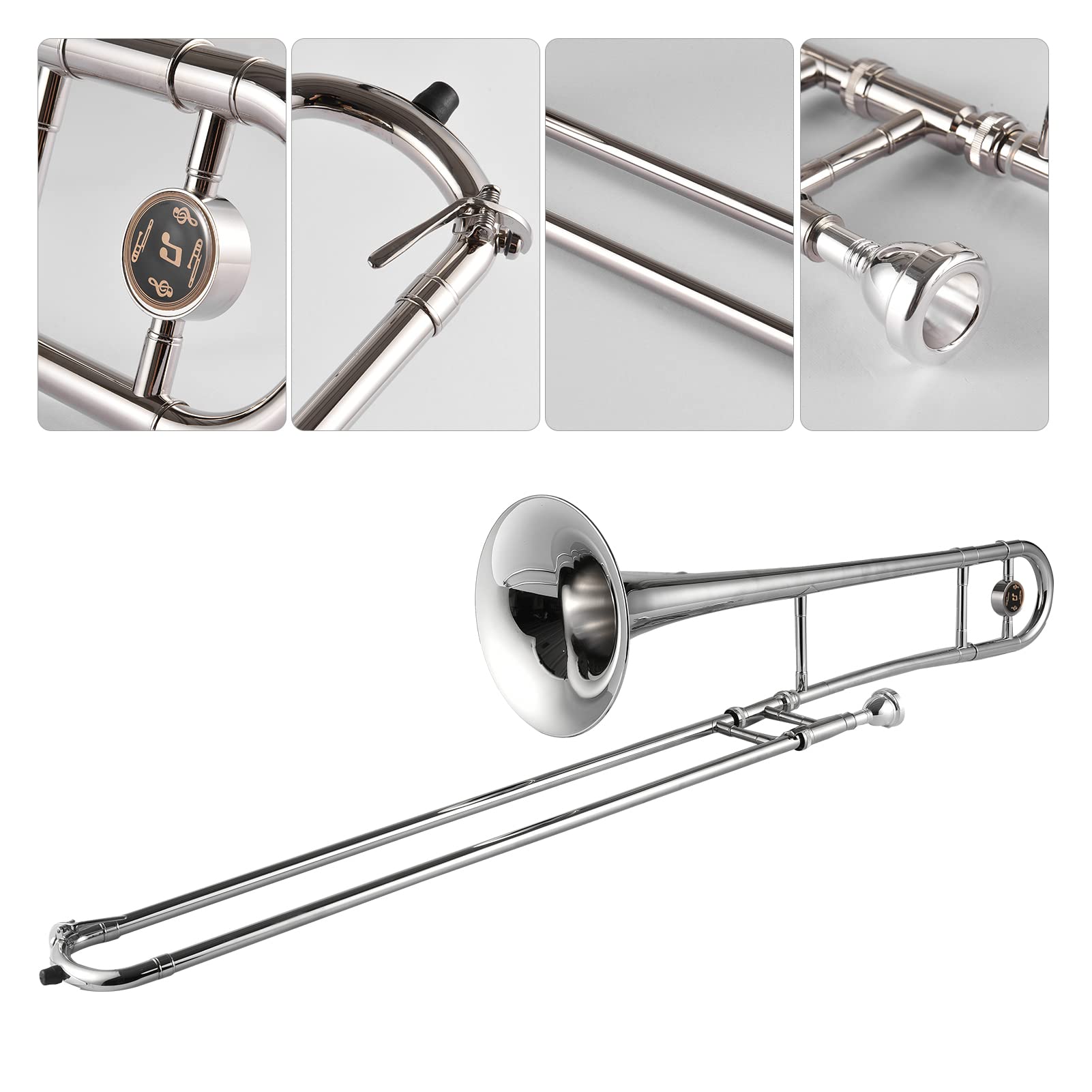 Amazon.com: summina Silver Alto Trombone Brass Bb Tone B Flat Wind 