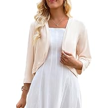 Yekaty Womens 3/4 Sleeve Bolero Shrug Open Front Cropped Summer Lightweight Cardigan