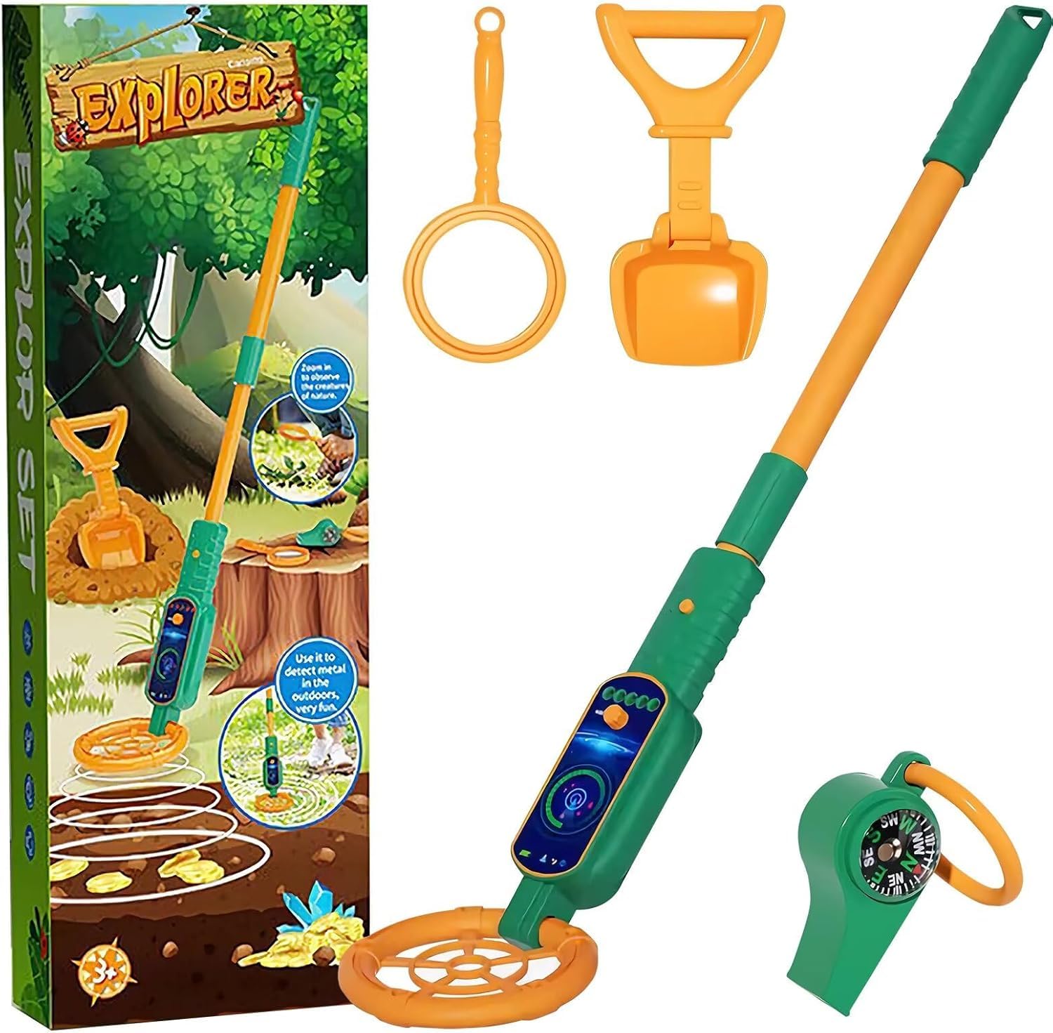 Seruno X Kids Metal Detector, Adjustable Treasure Hunt Tool Outdoor Toy