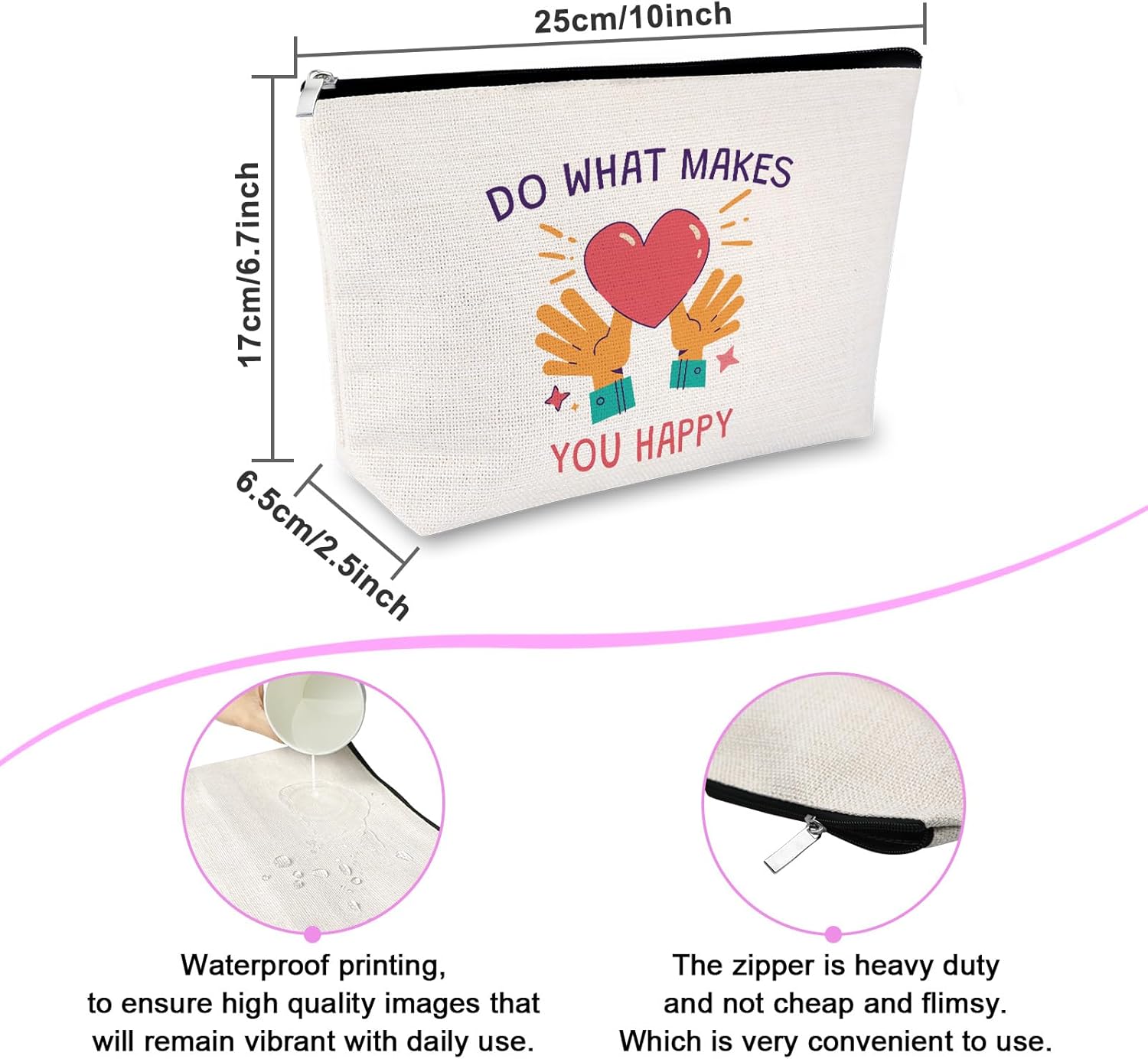 Inspirational Gifts for Women Makeup Bag Encouragement Present for Friends Mom Daughter Cosmetic Bag Inspirational Birthday Christmas Graduation Present Motivational Gifts for Women Travel Pouch - Image 2