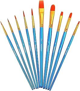 Xpassion Paint Brush Set Acrylic 10pcs Professional Paint Brushes Artist for Watercolor Oil Acrylic Painting