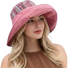 Wide Brim Sun Hat for Women Boho Reversible Beach Hat with Chin Strap, Metal Wired Edge UPF 50+ Hats for Travel, Gardening, Outdoor