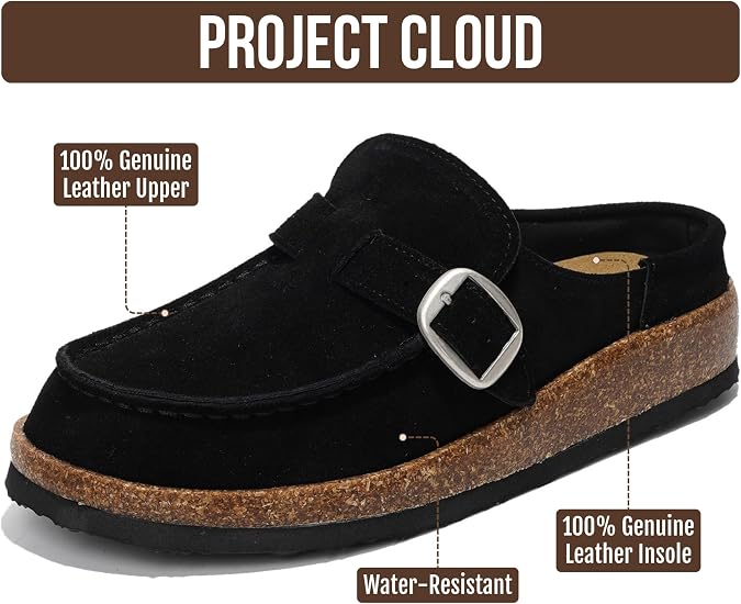 100% Genuine Leather Moccasin Style Clogs for Women - Fall Shoes for Women