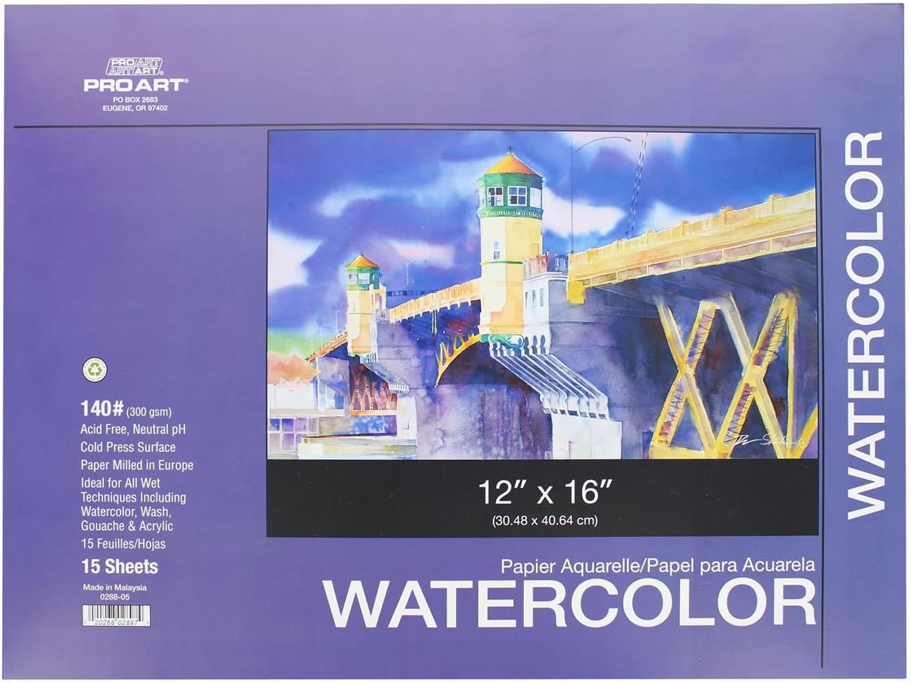 Pro Art Watercolor Pad 12x16 AF 140lb 15pc Block, Watercolor Paper, Sketchbook, Water Color Paper, Paper Pad, Journal, Book, Paint Painting Paper