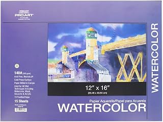 PRO ART Painting Pad Watercolor Pad 12"x 16" Acid Free 140lb 15pc Block