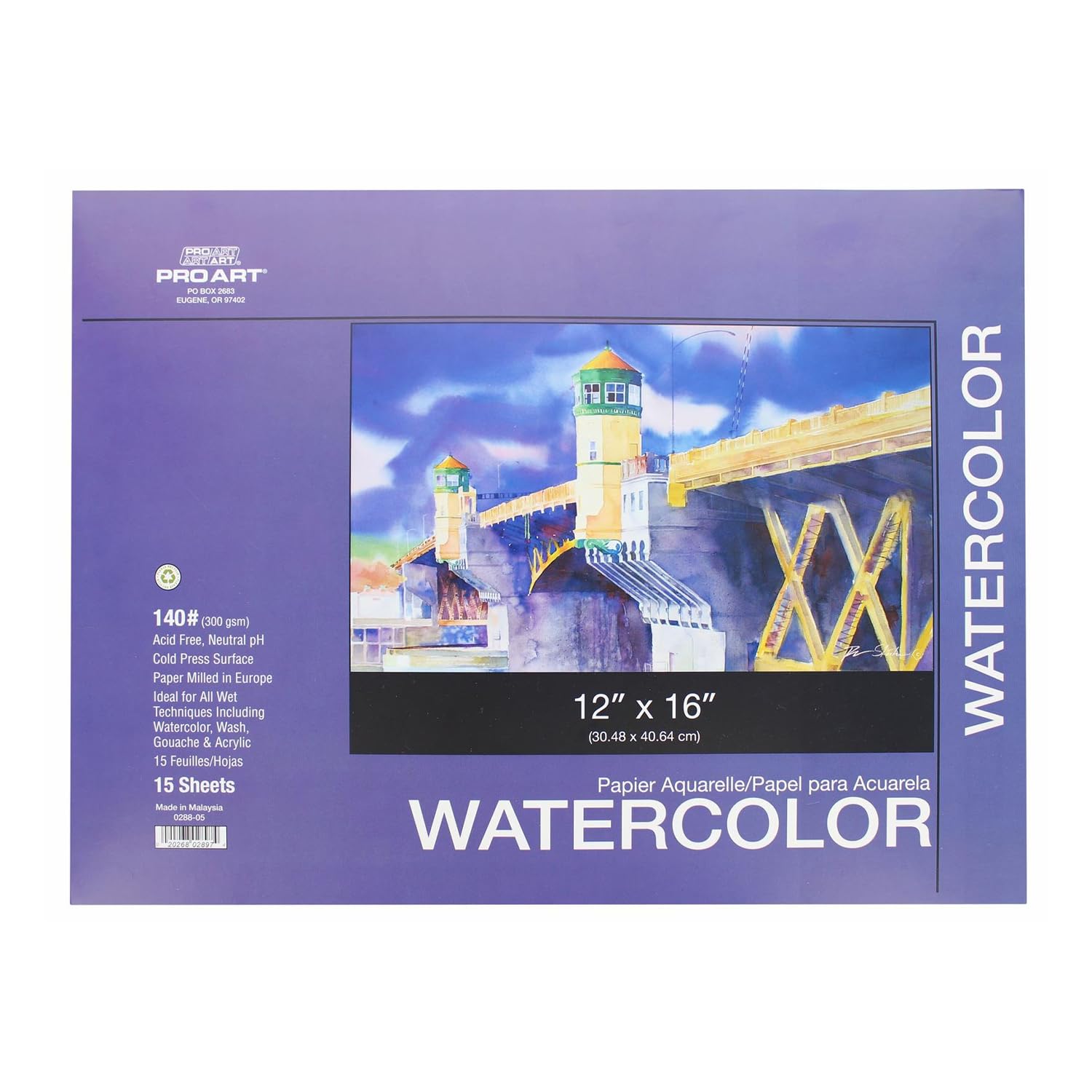 Painting Pad Watercolor Pad 12"x 16" Acid Free 140lb 15pc Block