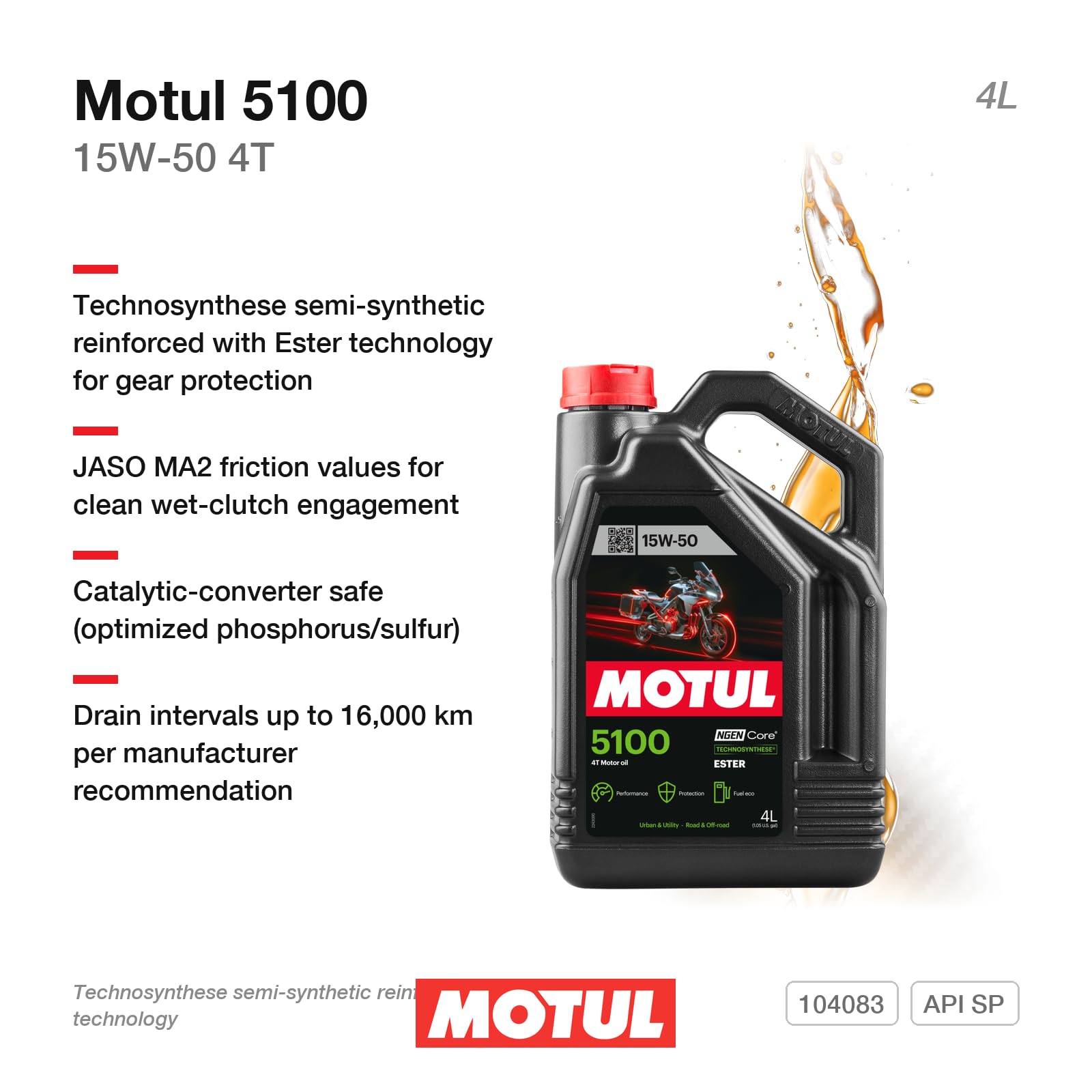 Amazon.com: Motul 5100 4T 15W50 Synthetic Blend Motorcycle Oil For