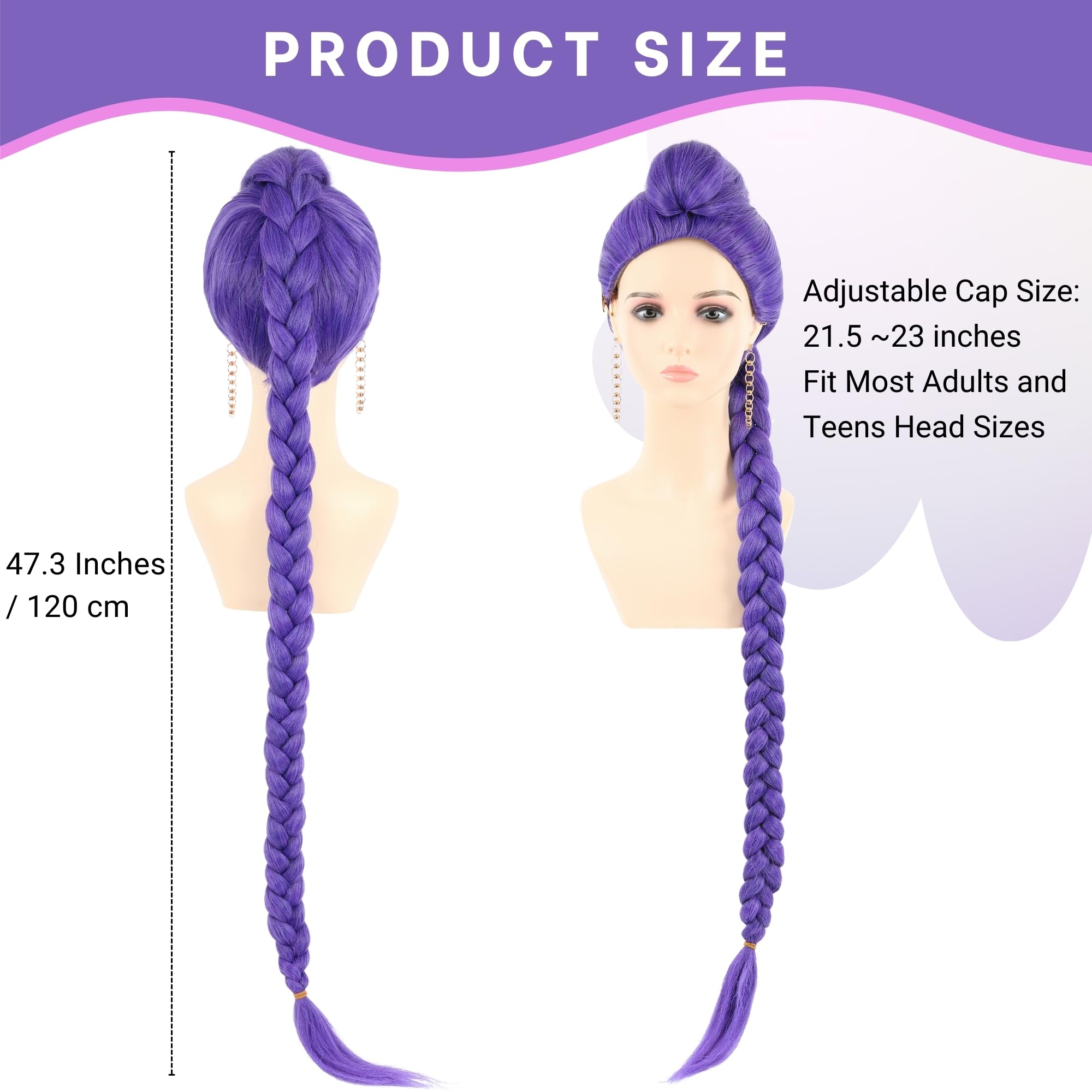Amazon.com: PUREHAIR 47 Inches Long Purple Braided Hair  display picture 3