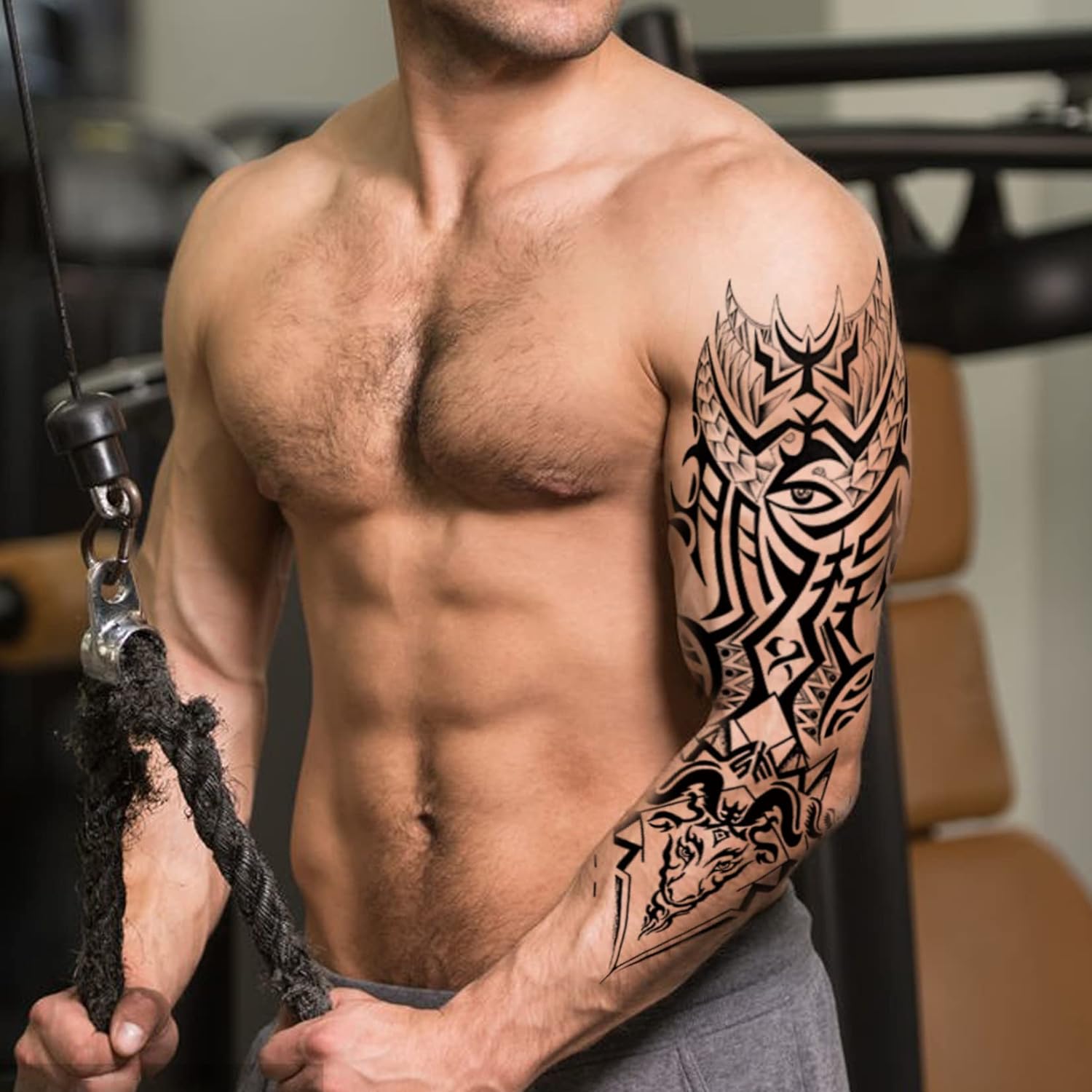 タトゥーステッカー 防水长持 タカ フクロウ 竜 蔷薇 頭蓋骨 鯉 ヘビ  