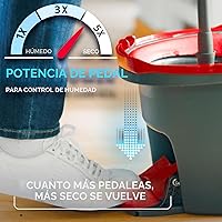 Vista 3 de O-Cedar Easywring - Sistema de limpieza de pisos con cubo y fregona giratoria de microfibra con 1 recambio adicional, Rojo / Gris