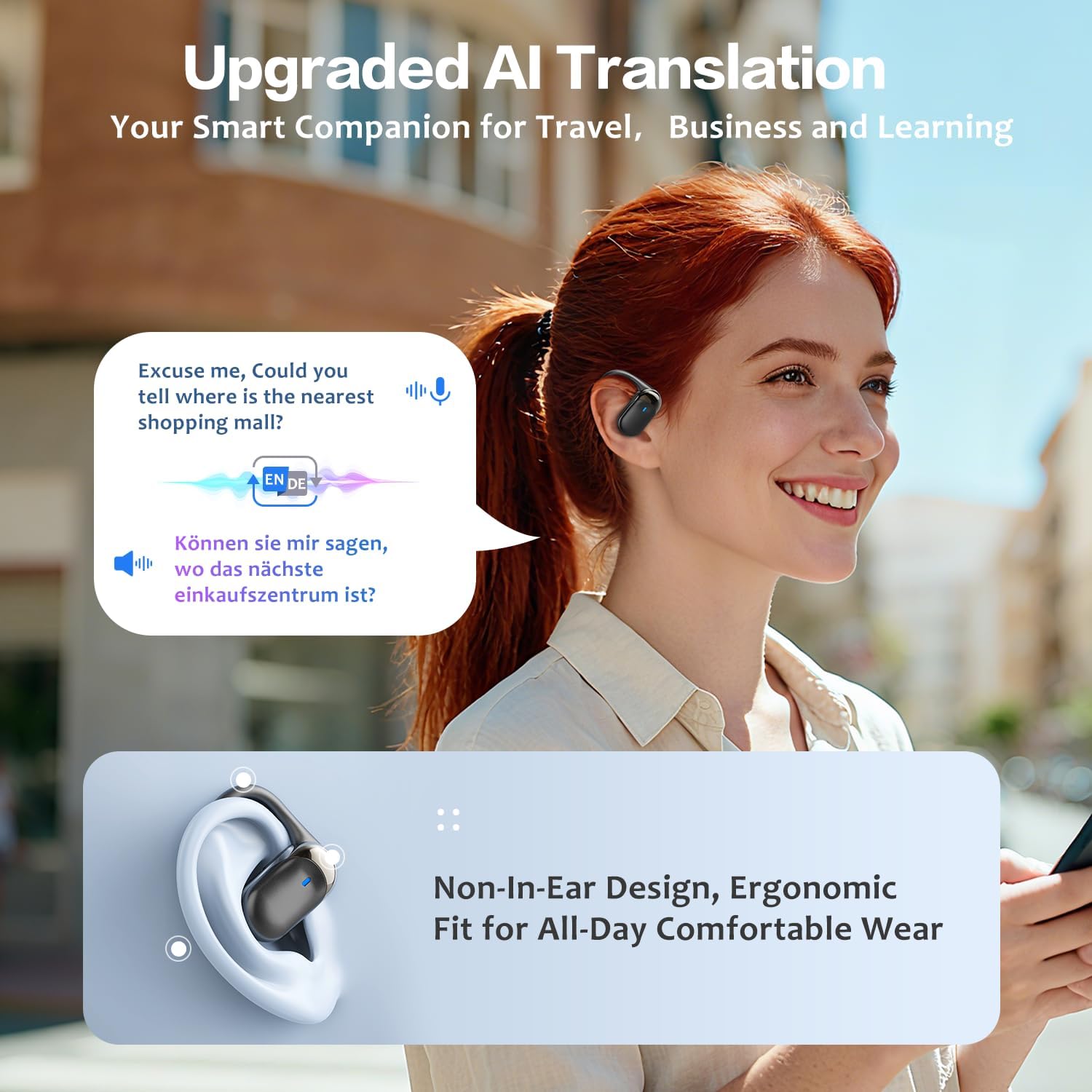 AI Translation Earbuds Real Time, 144 Language Translator Ear buds, Audifonos Traductores Inglés Español, 3-in-1 Translating Wireless Earphones Bluetooth Headphones for Travel Learning Business - Image 7