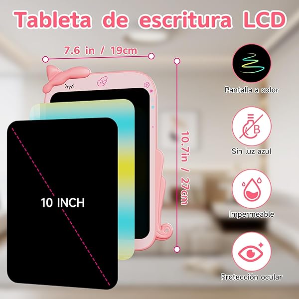 2026 Nueva 10 Pulgadas Tableta de Escritura LCD, Electight Portátil Tablet Escritura Pantalla Colorido Infantil con Borrable y Bloqueo Función, Reutilizables, para Notas, Memo, Escuela, Oficina (Rosa) - 3