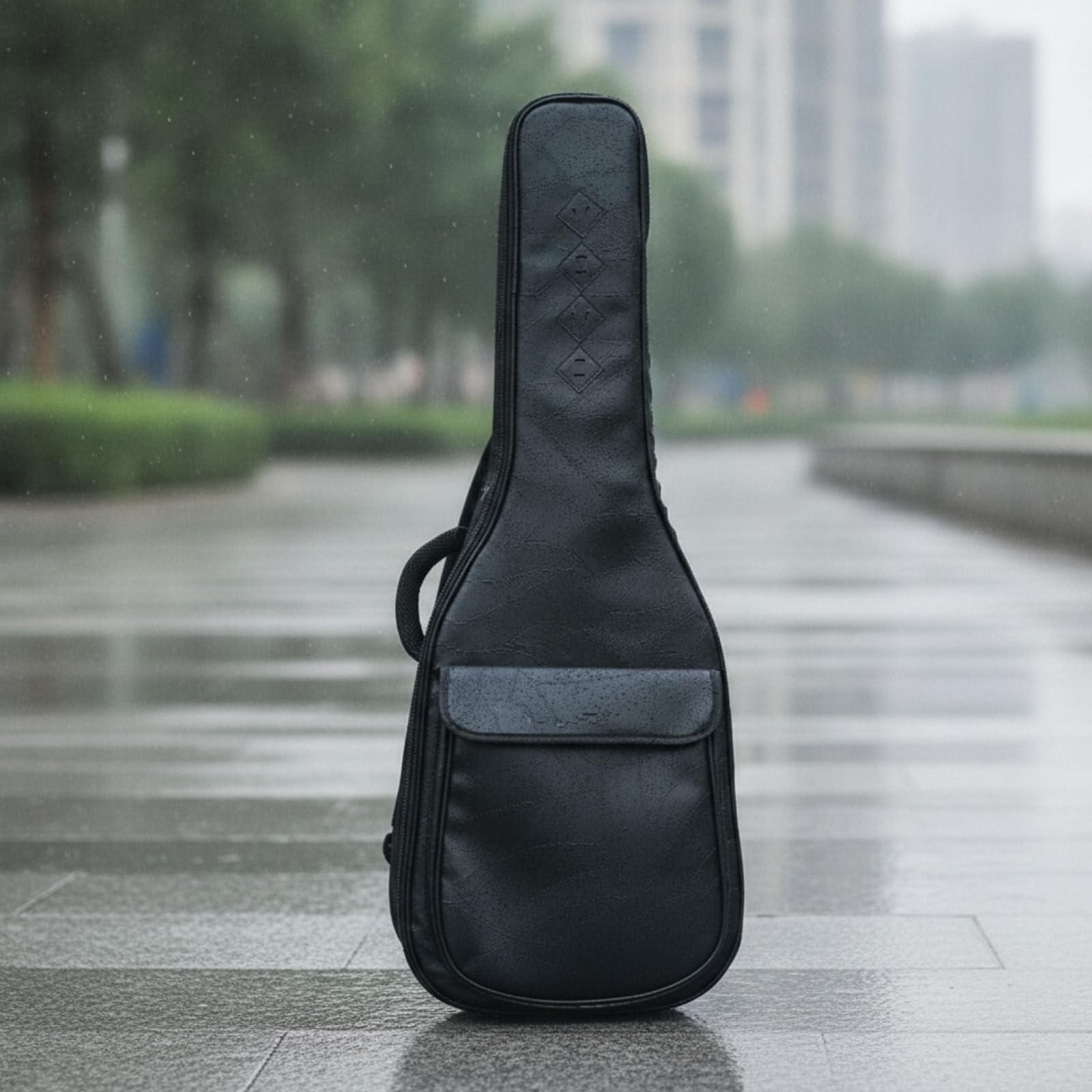 harayaa Custodia Chitarra Borsa Sacca Astuccio in Similpelle con Imbottitura Spessa E Esterno Resistente All’acqua Scomparto Anteriore per Spartiti E Plettri, Array, Nero Profondo