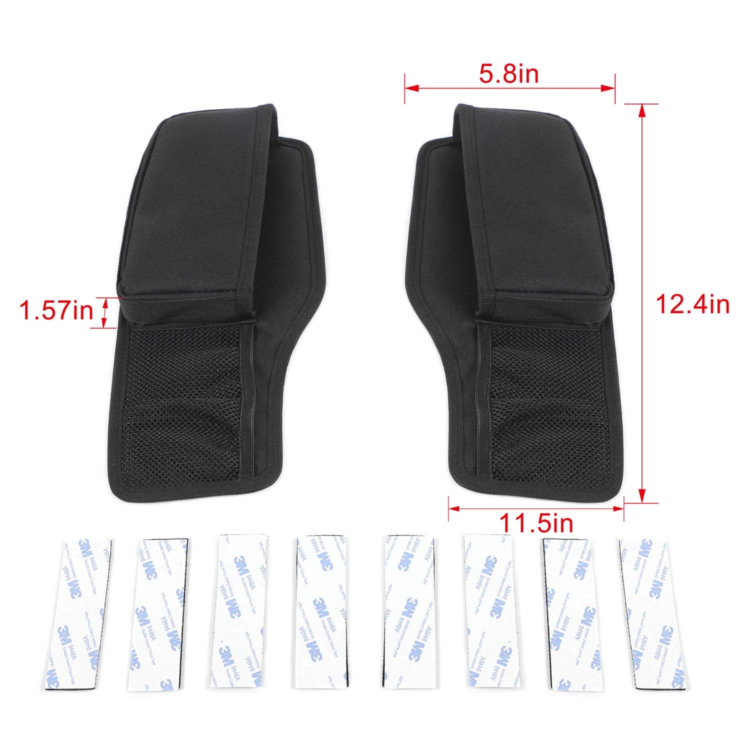 CheroCar for Mustang Gear Storage Bag Console Side Pockets Auto Transmission Side Organizer for Ford Mustang 2010-2014, Interior Accessories, Black, 2Pack