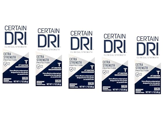 Certain Dri Antiperspirant Solid for Excessive Perspiration, 1.7 oz, 5-Pack