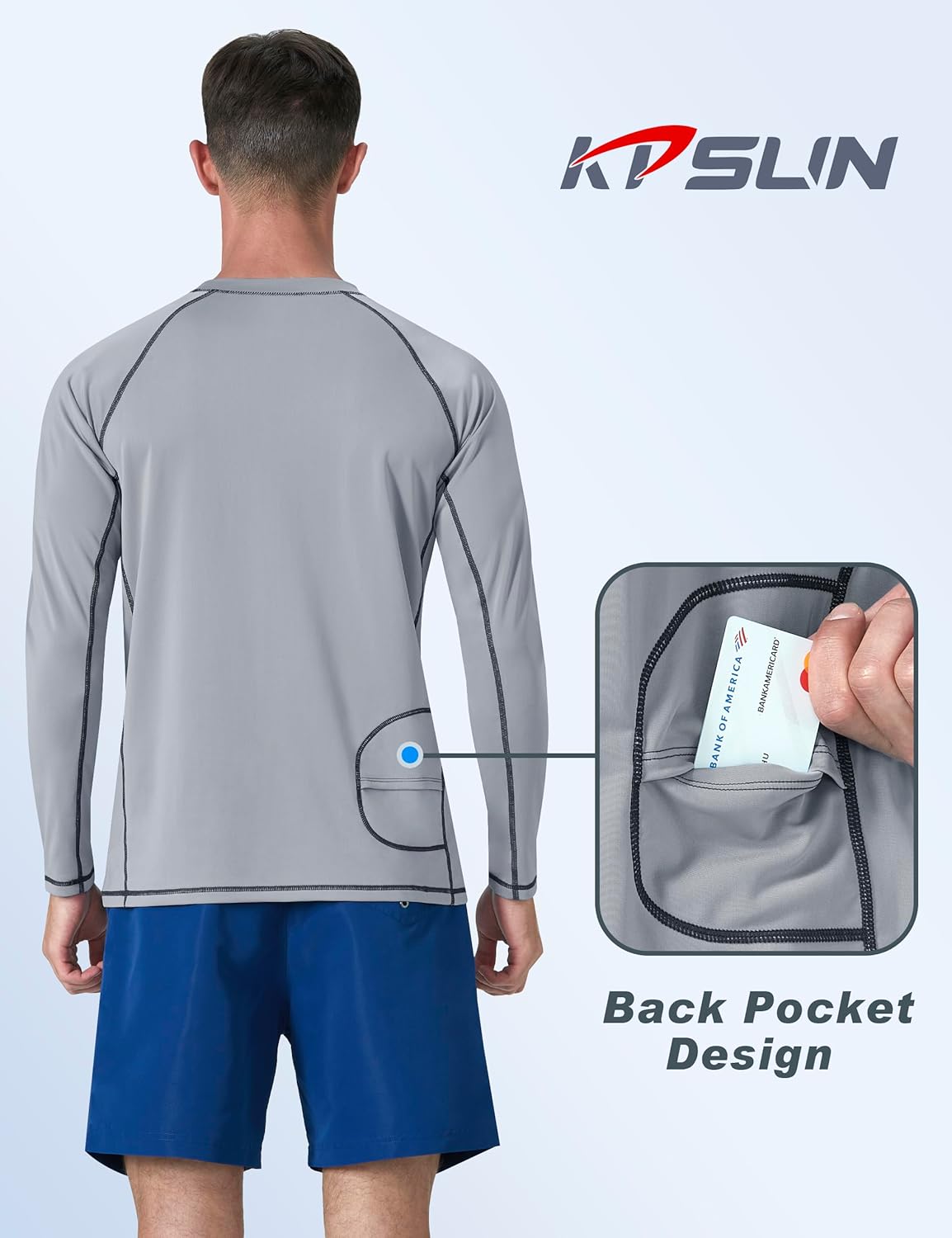 KPSUN Mens Swim Shirts UPF 50+ Rash Guard Long Sleeve Sun UV Protection Beach Shirts Quick Dry Fishing T-Shirt - Image 4