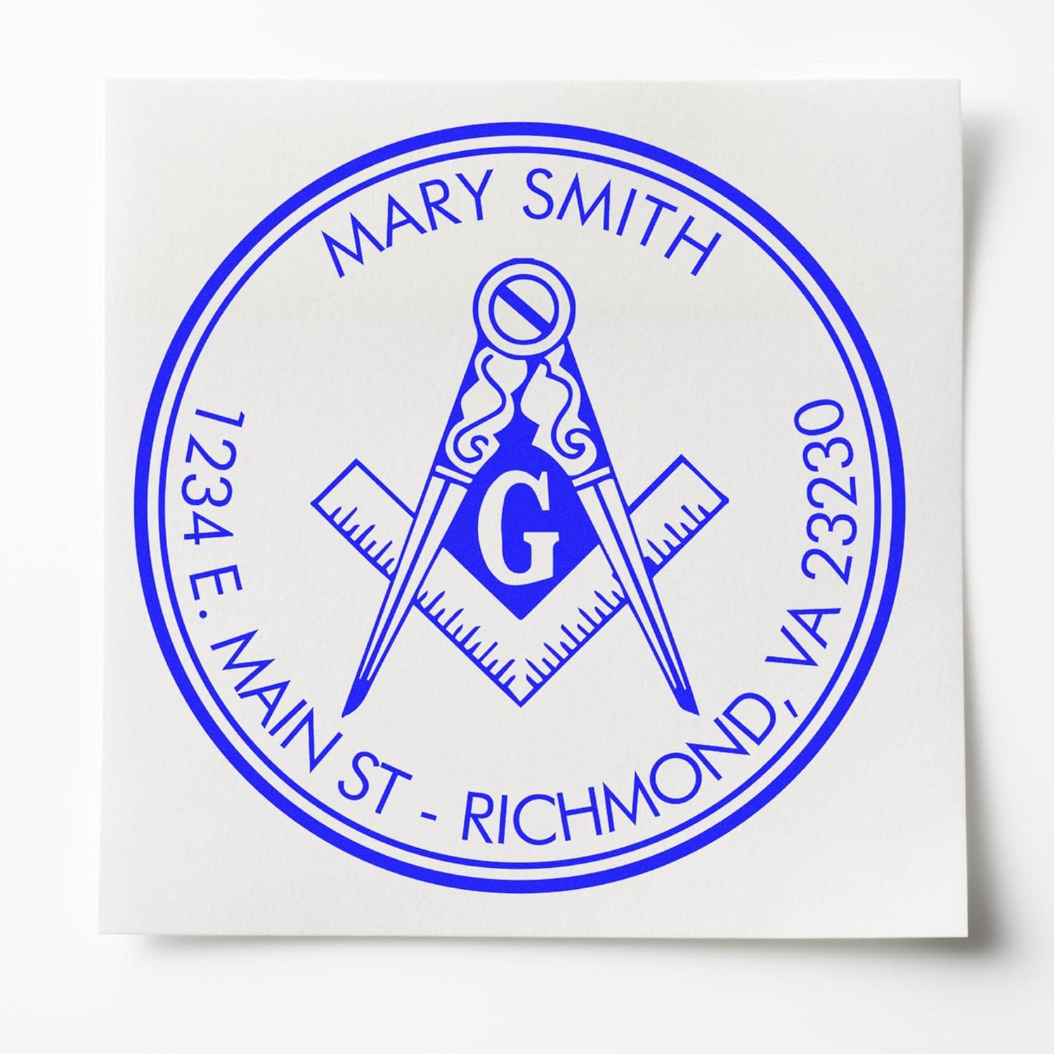 PSI Pre-Inked Majestic Masons Custom Address Stamp - Personalized Envelope Stamp for Masonic Collectors - Customized Round Stamp, 1-5/8 Size - Ideal for Personalized Mailing Needs, Envelope Stamp