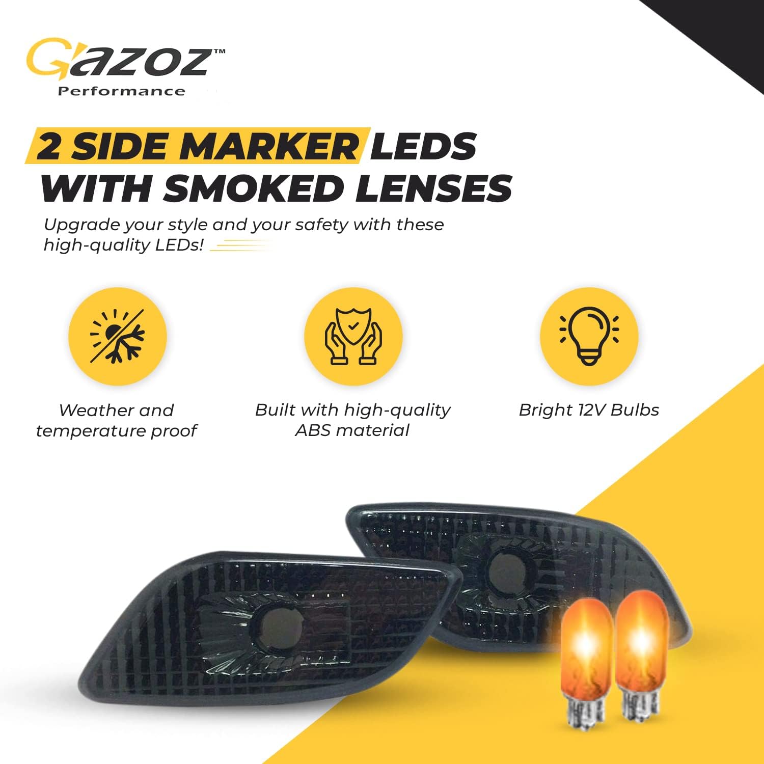 Smoke Front Bumper Side Marker Light Set - Amber Signal Light Side Marker Indicators - Reflectors compatible with 2002-2003 Subaru Impreza TS RS WRX STI