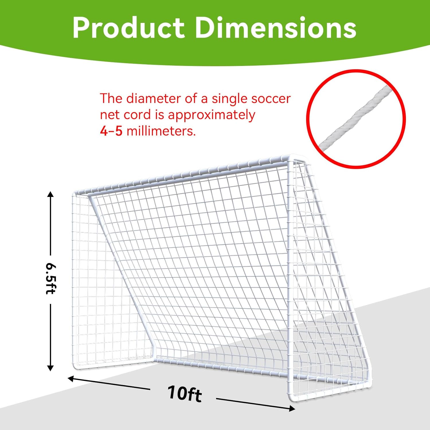 Soccer Goal for Backyard, 10 * 6.5ft Soccer Goal Net, Soccers Replacement Goal Nets, Portable Kids Training Soccers Net for Sports Match Training