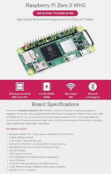 Waveshare Package B Compatible with Raspberry Pi Zero 2 WHC Bundle with Raspberry Pi Zero Case Power Supply 5V/3A Micro Card 16GB Card Reader and So On (8 Items) with Pre-Solder Color Coded Pinheader