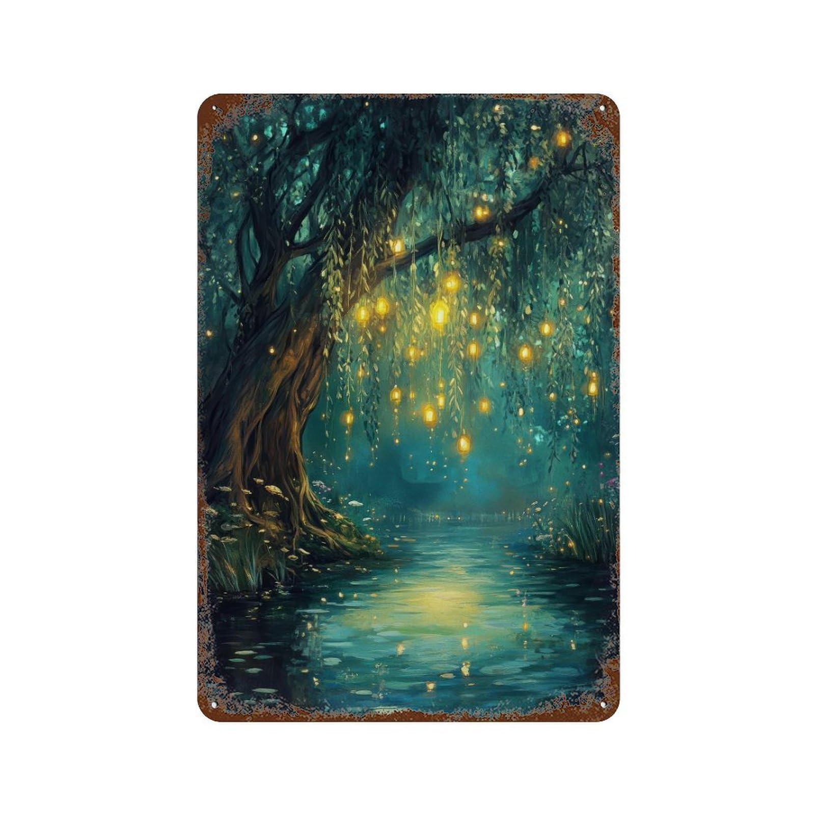 xiaoxiaoshen Fairy Enchanted Willow Mystical Woodland Vintage Fantasy Wall Decor Art Metal Tin Poster Modern Home Decor Art Home Bar Shop Decorations Vintage Sign 30x20cm