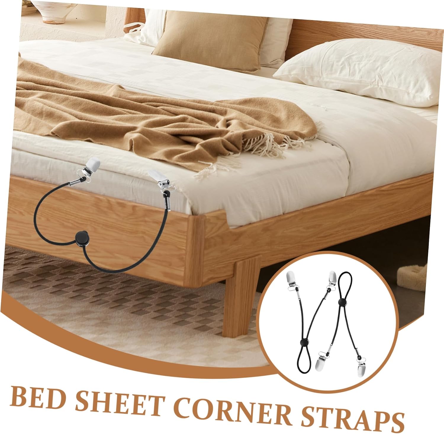 Alipis 2 pcs Adjustable Elastic Bed Sheet Fasteners Clips Non-Slip Fitted Sheet Straps for Mattress for Sofas Bedding and Quilts