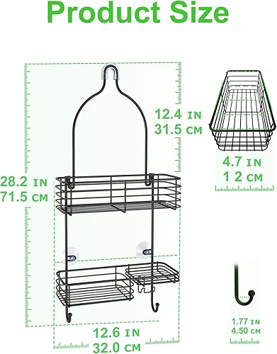 Miniatura 3 de SMARTAKE Organizador colgante para cabezal de ducha, organizador de estante de ducha de baño a prueba de óxido, estante de almacenamiento de acero